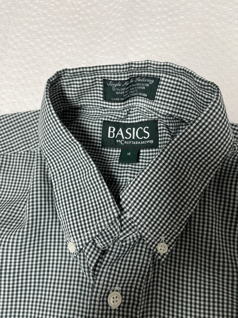 Croft and Barrow men's short sleeve shirt green check size 16 neck or mens large
